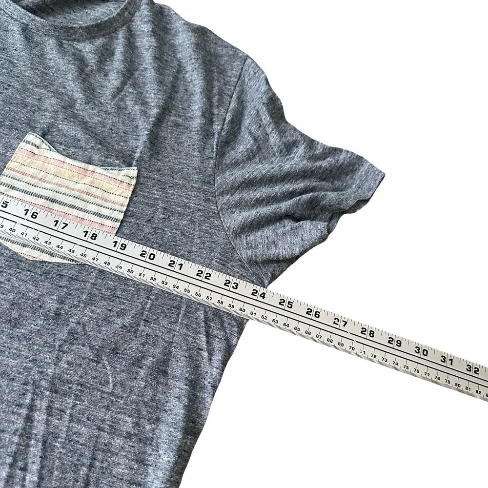 Marine Layer Re-Spun Mens XL‎ Blue Heather Short Sleeve Striped Pocket T-Shirt